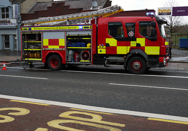 Northern Ireland Fire & Rescue Service fire engine in Belfast